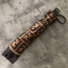 Load image into Gallery viewer, Fendi Authentic Zucca Logo Monogram Folding Umbrella Brown Black Unisex Vintage
