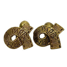 Load image into Gallery viewer, Hermes Paris Logo Ribbon Motif Button Cuffs Cufflinks Gold Tone Men&#39;s Accessory
