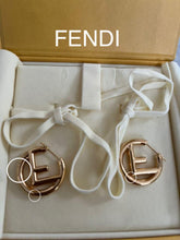 Load image into Gallery viewer, Fendi Auth. F Is Logo Round Hoop Earrings Pierce Gold Plated GP Accessory w/Box
