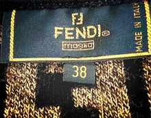 Load image into Gallery viewer, Fendi Vintage Zucca Pattern Wool 100% Knit Suit Fur Collar Wrap Skirt Size 38
