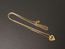 Load image into Gallery viewer, Christian Dior Heart Logo Rhinestone Chain Necklace Pendant Gold Plated 45cm
