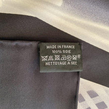 Load image into Gallery viewer, HERMES Paris Auth. Carre 70 100% Silk PLEASE CHECK IN Scarf Stole Black w/Box
