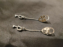 Load image into Gallery viewer, Christian Dior Heart Cadena Logo Key Dangle Pierce Earrings Silver Accessory
