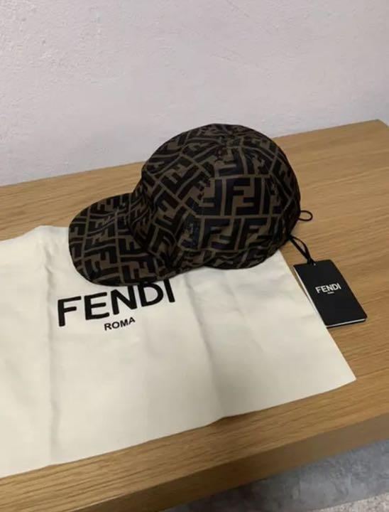 Fendi Zucca Logo Packable Baseball Cap 100% Polyester Black Men's 58cm Italy