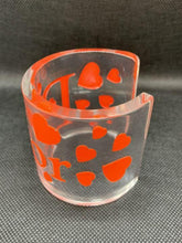 Load image into Gallery viewer, Christian Dior Vintage Logo Heart Clear Plastic Red Bangle Bracelet Accessory
