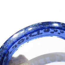 Load image into Gallery viewer, Christian Dior Vintage Logo Rhinestone Clear Blue Plastic Charm Bangle Bracelet
