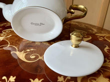Load image into Gallery viewer, Christian Dior Vintage Logo White Pair Cup &amp; Saucer Teapot Sugar Pot Set Pottery
