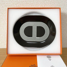 Load image into Gallery viewer, Hermes Paris Rallye 24 Oval Mini Plate 2 Pieces Black 15x12cm Porcelain w/Box
