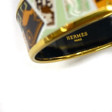 Load image into Gallery viewer, Hermes Paris Email Cloisonne Enamel Bangle Bracelet Stamp Pattern Green Gold
