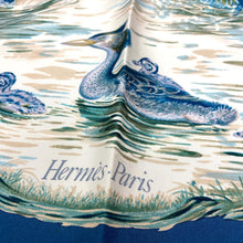 Load image into Gallery viewer, Hermes Paris Carre 90 Silk 100% Scarf Stole HALTE EN CAMARGUE Blue Gray w/Box
