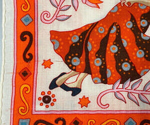 Load image into Gallery viewer, HERMES Paris Carre 140 Cashmere Silk Stole Shawl Peuple Du Vent Orange Multi
