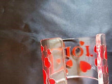 Load image into Gallery viewer, Christian Dior Vintage Logo Heart Clear Plastic Red Bangle Bracelet Accessory
