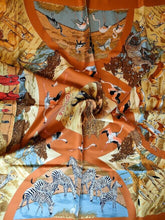 Load image into Gallery viewer, HERMES Paris Carre Tanzanie SILK 90 Robert Dallet Multicolor Scarf Stole Brown
