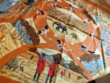 Load image into Gallery viewer, HERMES Paris Carre Tanzanie SILK 90 Robert Dallet Multicolor Scarf Stole Brown
