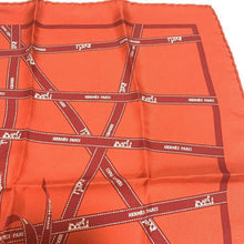 Load image into Gallery viewer, HERMES Paris Carre 45 Handkerchief Mini Scarf Silk 100% Bolduc Ribbon Orange Red

