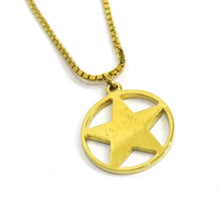 Load image into Gallery viewer, Christian Dior Circle Green Star Logo Chain Necklace Pendant Gold Plated 43Ovecm
