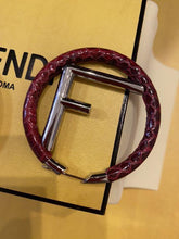Load image into Gallery viewer, Fendi Authentic F Is Logo Ring Hoop Earrings Pierce Python Leather Red Accessory
