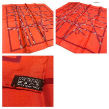 Load image into Gallery viewer, HERMES Paris Carre 45 Handkerchief Mini Scarf Silk 100% Bolduc Ribbon Orange Red
