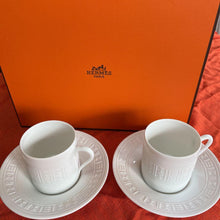 Load image into Gallery viewer, Hermes Egée Demitasse Coffee Cup &amp; Saucer 2 Sets Tableware Dinnerware w/Box
