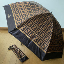 Load image into Gallery viewer, Fendi Authentic Zucca Logo Monogram Folding Umbrella Brown Black Unisex Vintage
