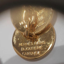 Load image into Gallery viewer, Hermes Paris Selle Serie Button Cuffs Cufflinks Gold Plate GP Men&#39;s Accessory
