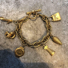 Load image into Gallery viewer, Fendi Authentic 6 Charms Bracelet Bangle Gold Plated Toggle Italy Made Accessory
