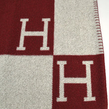 Load image into Gallery viewer, HERMES Paris Avalon Blanket Throw H Pattern Bordeaux Wool &amp; Cashmere 134×164cm
