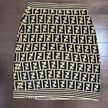 Load image into Gallery viewer, Fendi Zucca Logo Wrap Around Skirt Beige Black Cotton Rayon Knitted Size 40
