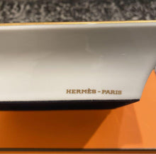 Load image into Gallery viewer, HERMES Paris Cigar Tray Ashtray Porcelain Carriage Stars Interior Black Navy Box
