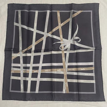 Load image into Gallery viewer, HERMES Paris Auth. Carre 45 Handkerchief Mini Scarf Silk 100% Bolduc Ribbon Gray
