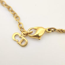 Load image into Gallery viewer, Christian Dior Vintage Circle Logo Plate Chain Necklace Pendant Gold Plated
