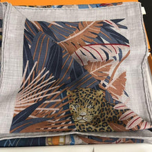 Load image into Gallery viewer, HERMES Paris Carre 140 Stole Shawl Les 12 Leopards Cashmere Silk Multicolor
