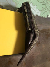 Load image into Gallery viewer, FENDI FF Zucca Compact Wallet Zip Around Snap Button Brown Canvas w/Box Italy
