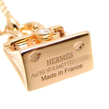 Load image into Gallery viewer, Hermes Paris Auth. Amulette 750PG Birkin Diamond Necklace Pendant Pink Gold
