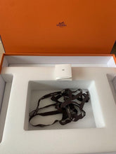 Load image into Gallery viewer, HERMES Paris Osier OSERAIE Wicker Tray with Leather Handles Glass 40X32cm w/Box
