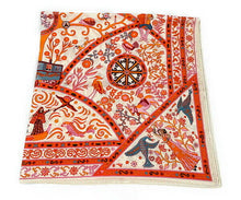 Load image into Gallery viewer, HERMES Paris Carre 140 Cashmere Silk Stole Shawl Peuple Du Vent Orange Multi
