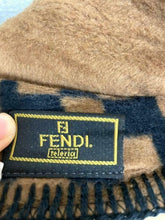 Load image into Gallery viewer, Fendi Auth. Zucca Geometric Pattern Blanket Throw Brown Black Cotton 100% w/Box
