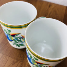 Load image into Gallery viewer, HERMES Paris Authentic Toucans Mug Cup 2 Pieces Porcelain White Multicolor w/Box
