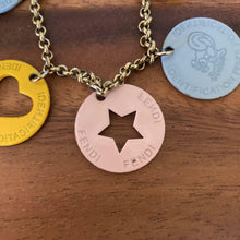 Load image into Gallery viewer, FENDI Coin Motifs Chain Bangle FF Logo Heart Star Gold Blue BRACELET Italy w/Box
