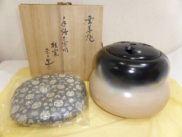 Japanese UNGE WARE By SOHAKU YORIGAMI Fire Container D25xH19cm With Lid & Box
