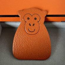 Load image into Gallery viewer, Hermes Paris Pikabook Orange Leather Monkey Bookmark Accessory W5xH7cm w/Box
