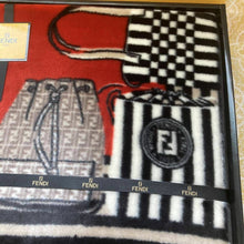 Load image into Gallery viewer, Fendi Zucca Blanket Throw Handbag Pattern 100% acrylic Black Size 100 x 140cm
