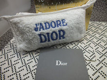 Load image into Gallery viewer, Christian Dior J&#39;Adore Dior Terrycloth Pile Towel White Blue Makeup Pouch
