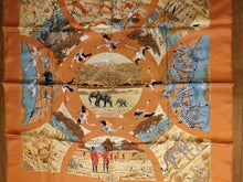 Load image into Gallery viewer, HERMES Paris Carre Tanzanie SILK 90 Robert Dallet Multicolor Scarf Stole Brown
