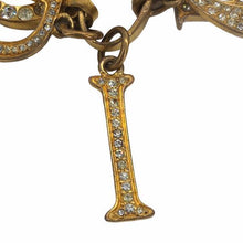 Load image into Gallery viewer, Christian Dior DIOR Logo Rhinestone Chain Bangle Bracelet Gold Plated GP Vintage
