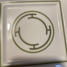 Load image into Gallery viewer, Hermes Paris Auth. Ashtray Cigar Tray Porcelain Rhythm Rythme Green White 16cm
