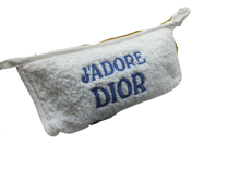 Load image into Gallery viewer, Christian Dior J&#39;Adore Dior Terrycloth Pile Towel White Blue Makeup Pouch
