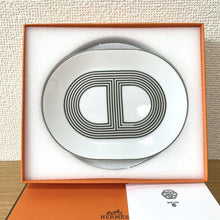 Load image into Gallery viewer, Hermes Paris Rallye 24 Oval Mini Plate 2 Pieces White 15x12cm Porcelain w/Box
