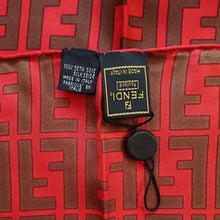 Load image into Gallery viewer, Fendi Auth. Zucca Logo Pattern Scarf Stole 100% Silk Red Brown 86cm Accessory
