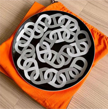 Load image into Gallery viewer, HERMES Paris Auth. Rallye 24 Tart Plate Platter 32cm Tableware White Black w/Box
